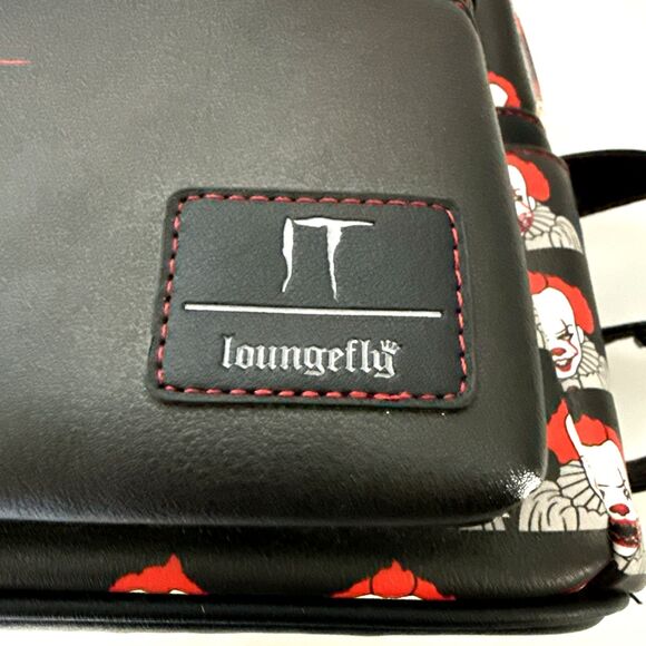 Loungefly IT Pennywise Clown Face You\'ll Float Too Black Red Mini Backpack main image 5